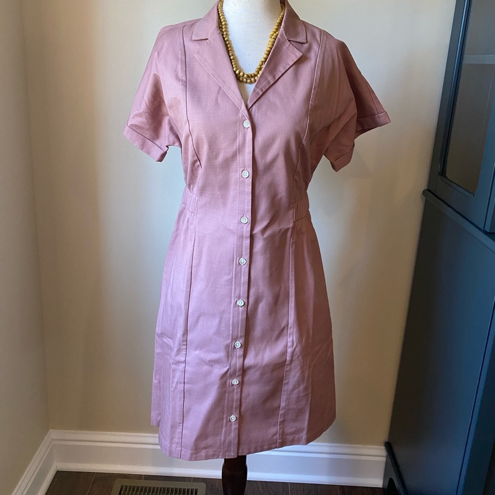 Loft Short Sleeve Button Down Collared Dress